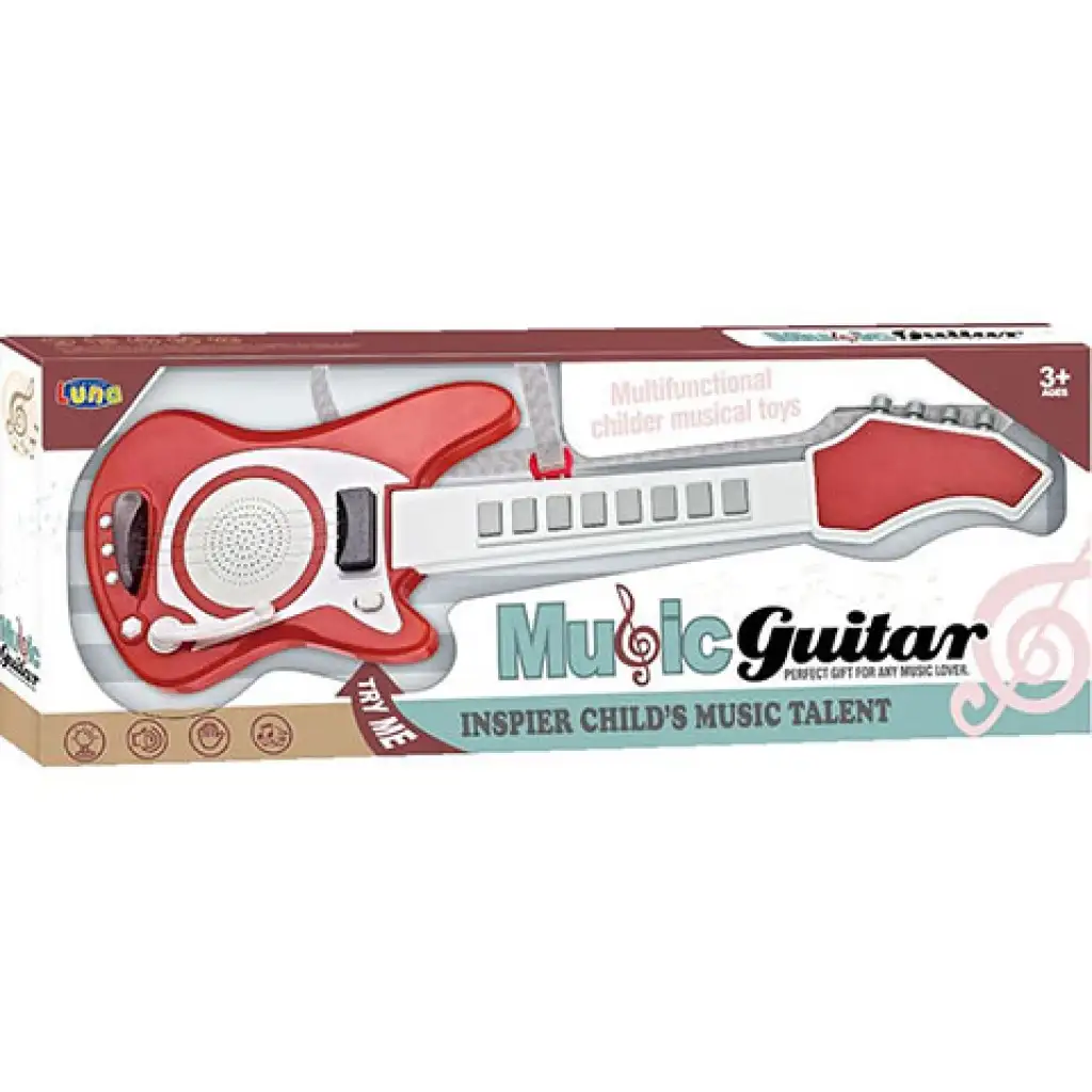 Chitarra elettrica giocattolo di colore rosso da 66 cm
