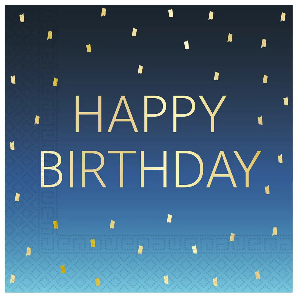 Confezione da 20 tovaglioli di carta a 2 strati con scritta "Happy Birthday" di colore blu