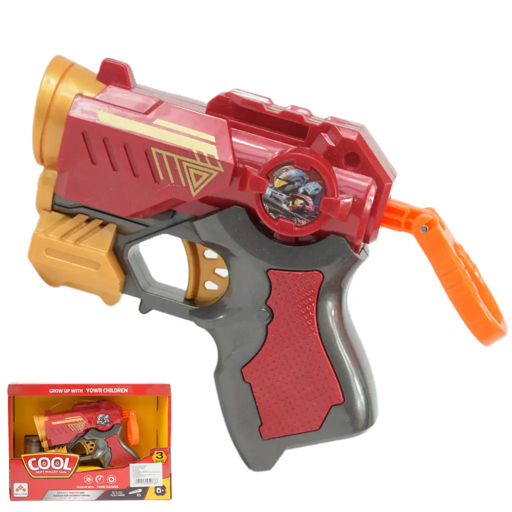 Cool Soft Bullet Gun: Piccola pistola spara proiettili in spugna con munizioni di colore rosso, 14 cm