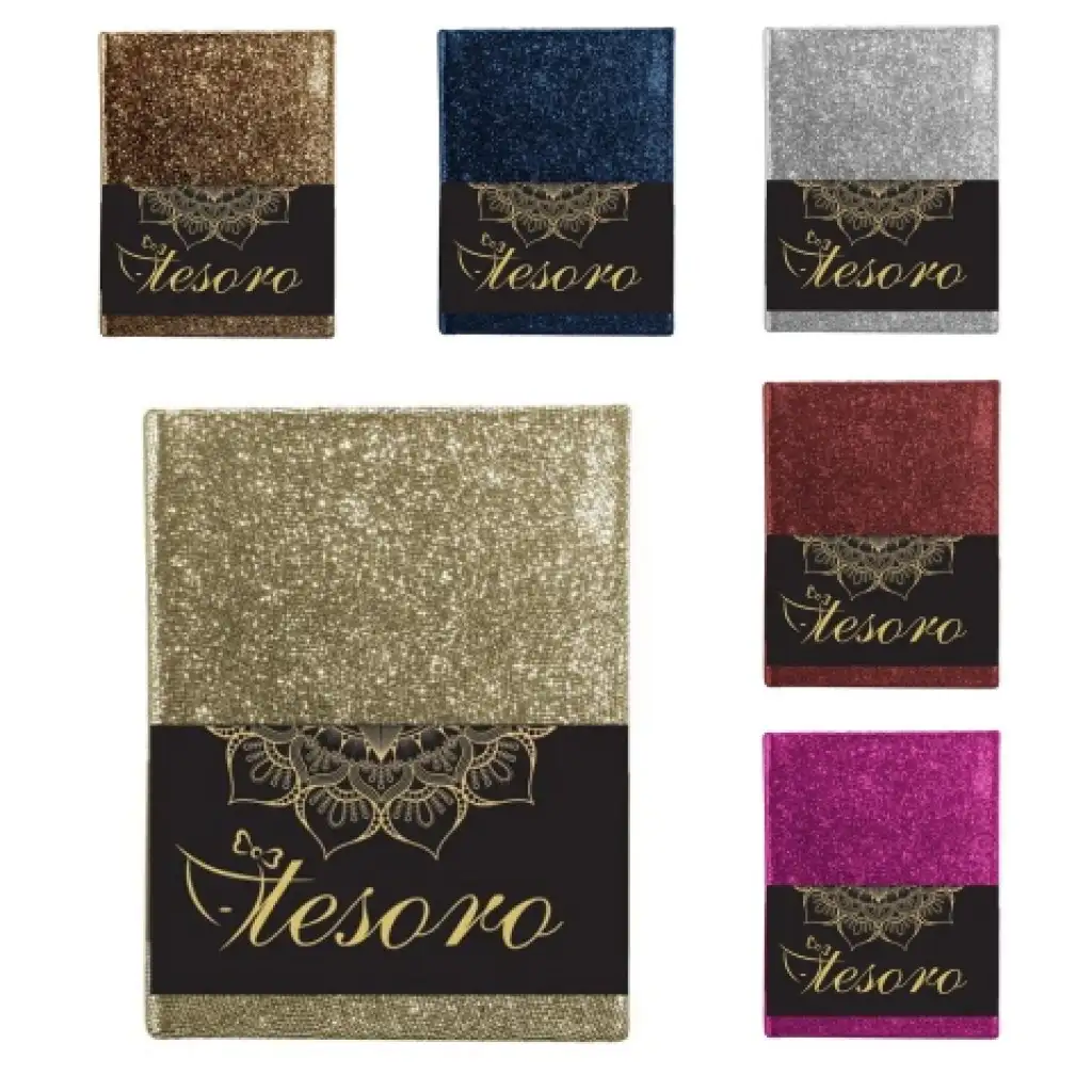 Diario glitterato Tesoro in diverse varianti di colore 20x14 cm