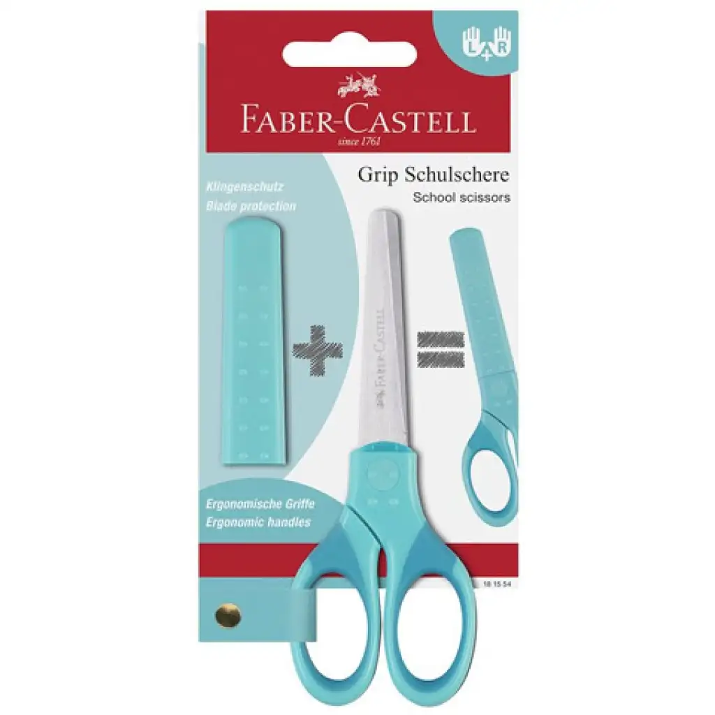 Faber-Castell: Forbici scolastiche Grip colore turchese con protezione lama