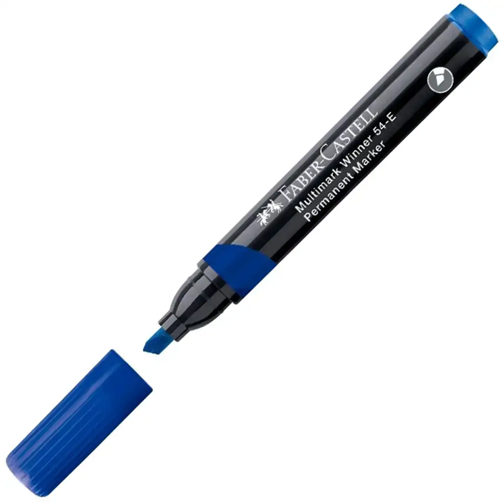 Faber-Castell: Pennarello indelebile blu a base di alcool con punta tagliata