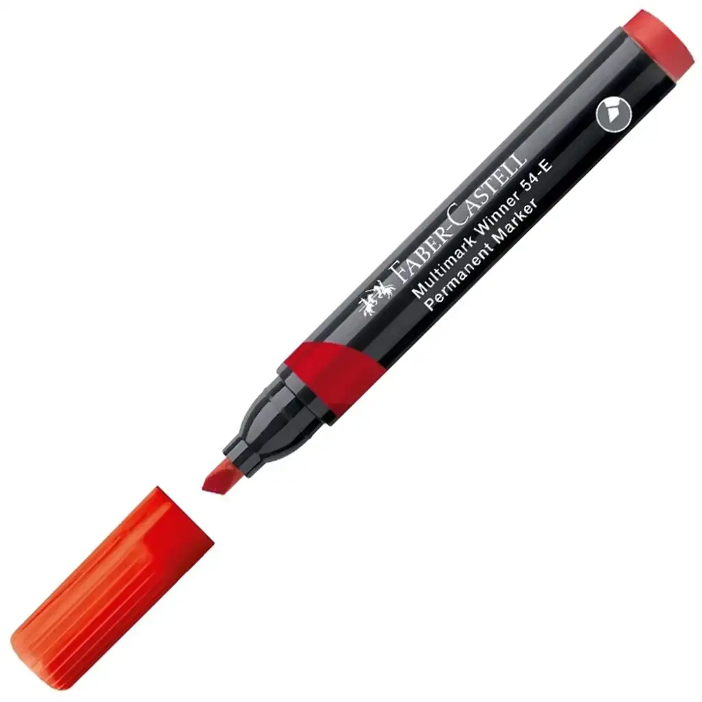 Faber-Castell: Pennarello indelebile rosso a base di alcol con punta tagliata