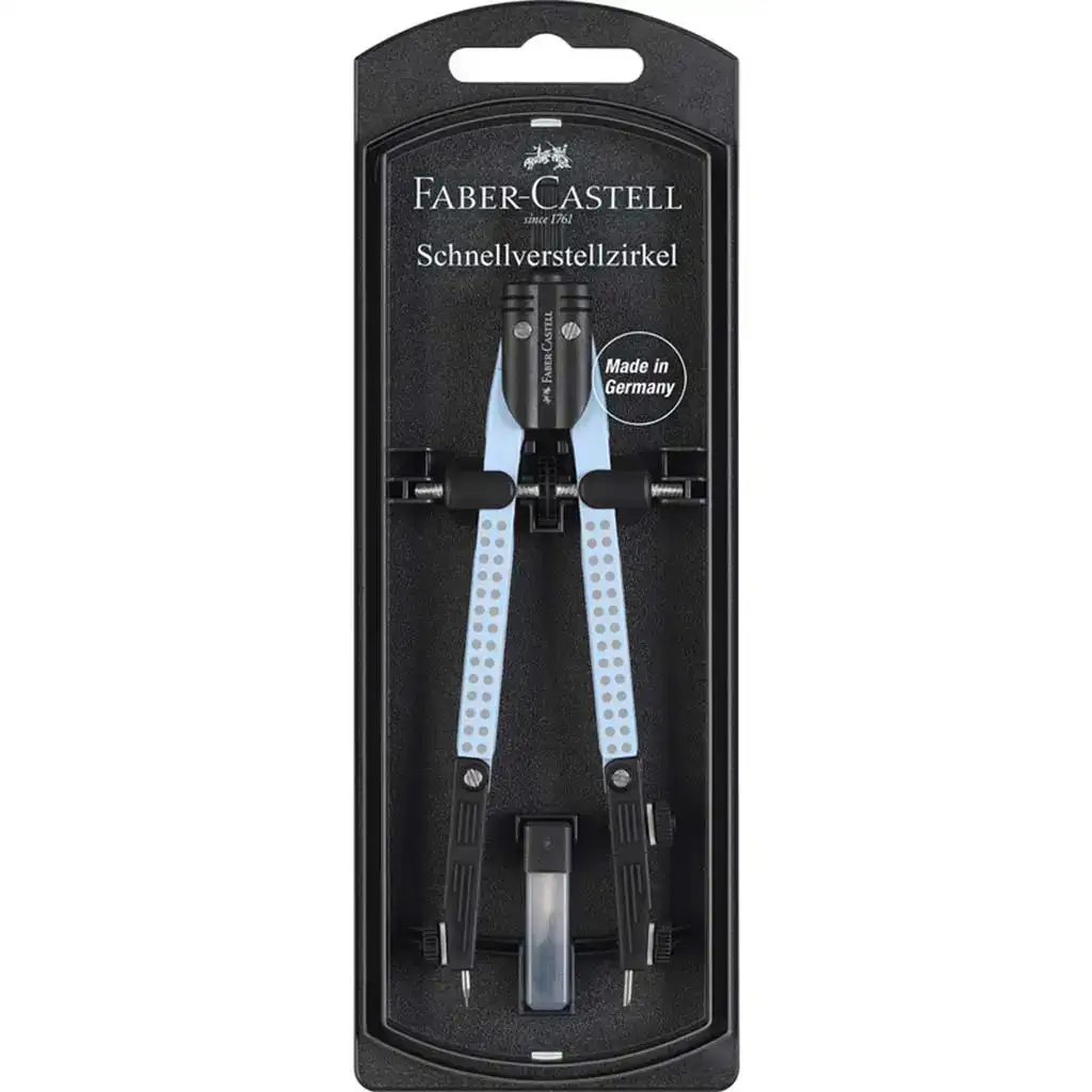 Faber-Castell: Set di compassi GRIP con regolazione rapida, colore blu cielo