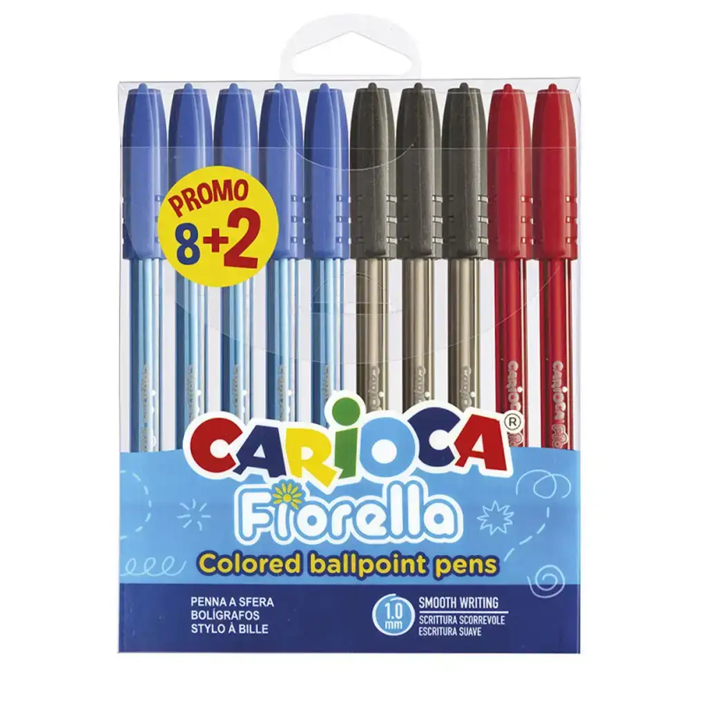 Fiorella set di 10 penne a sfera multicolore - Carioca