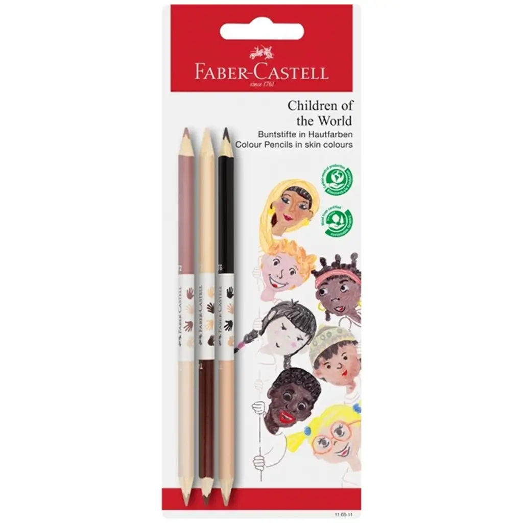 Hai detto: Faber-Castell: Set di matite colorate color pelle "Children of the World", confezione da 3 pezzi.