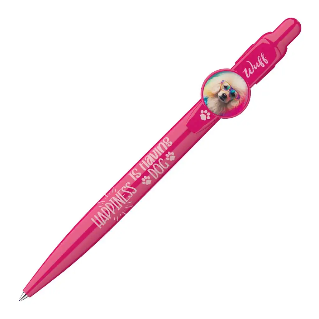 ICO: Penna a sfera con cani, colore rosa