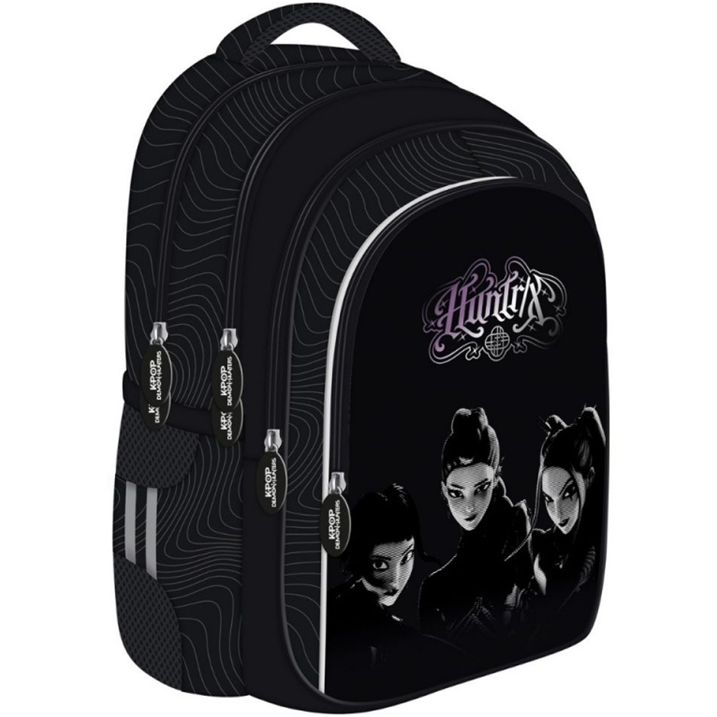 K-POP Demon Hunters borsa scolastica/zaino di colore nero a 4 scomparti BPL60 43x32x20 cm
