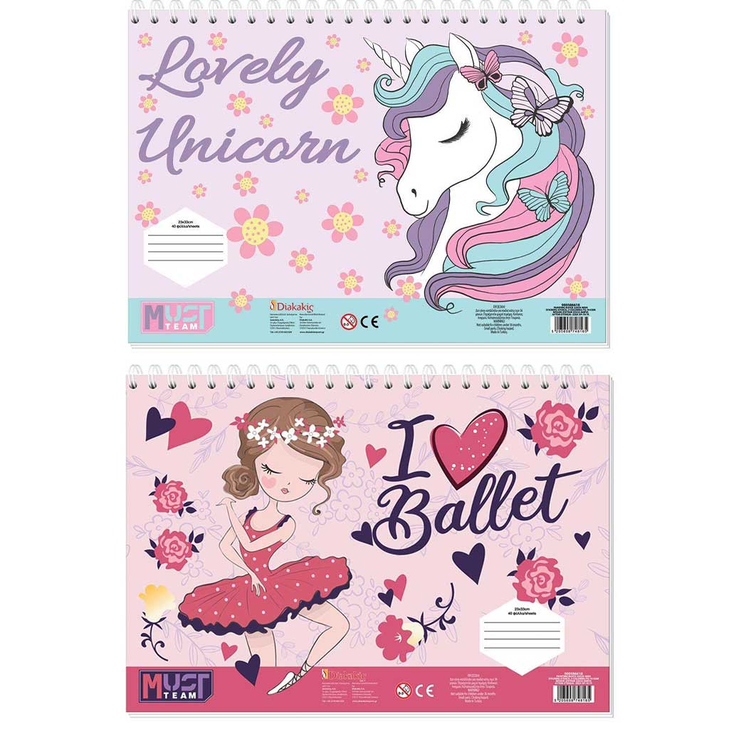 Luna: Must quaderno creativo da colorare con unicorni, adesivi e stencil, disponibile in diverse varianti.