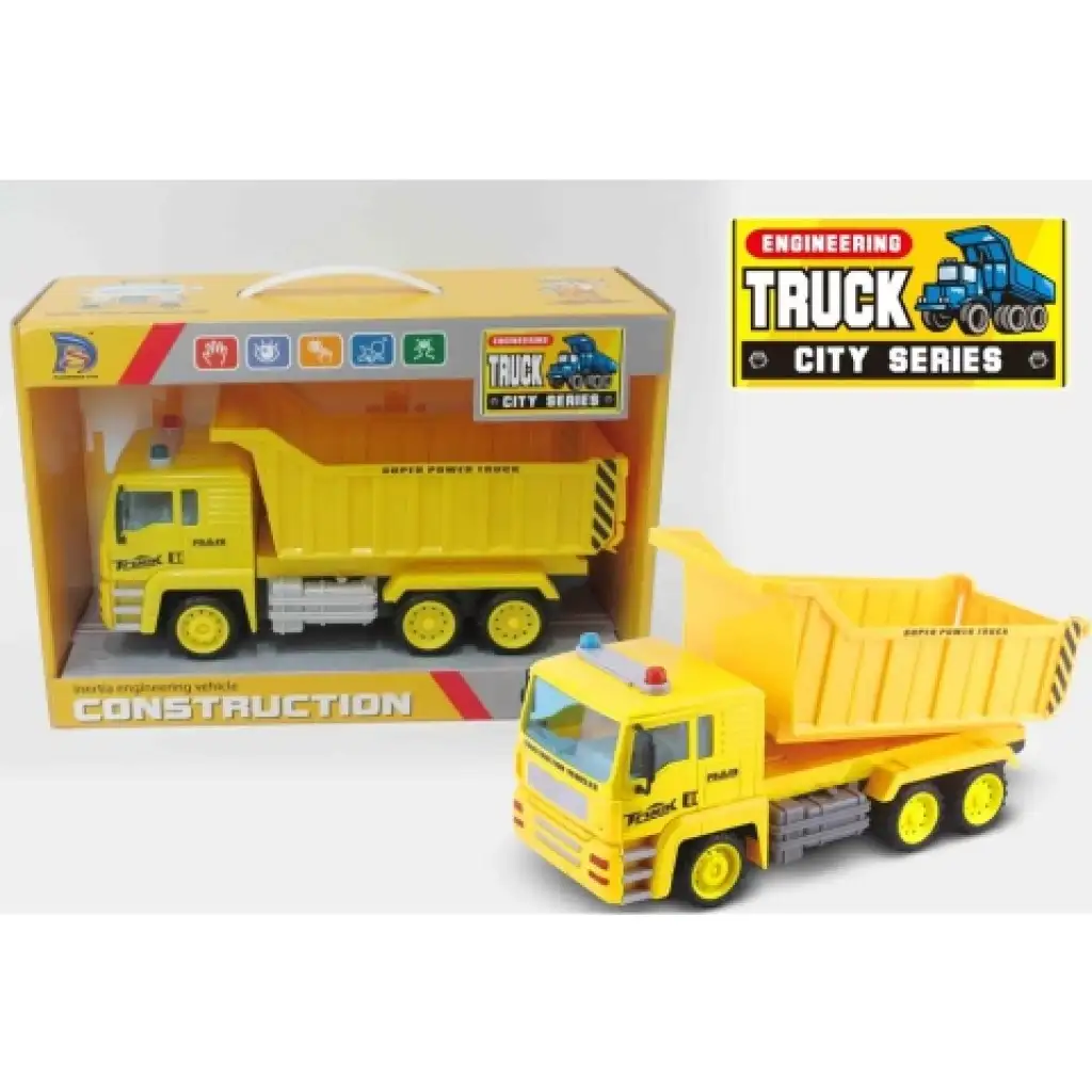 Modello di camion ribaltabile di colore giallo da 27 cm