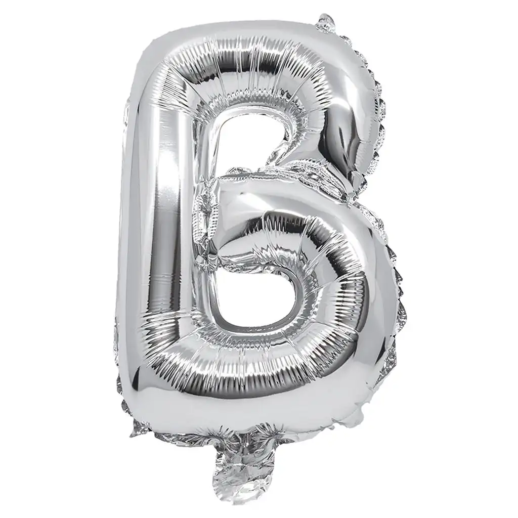 Palloncino in foglio a forma di lettera B colore argento - Lettera B 32 cm