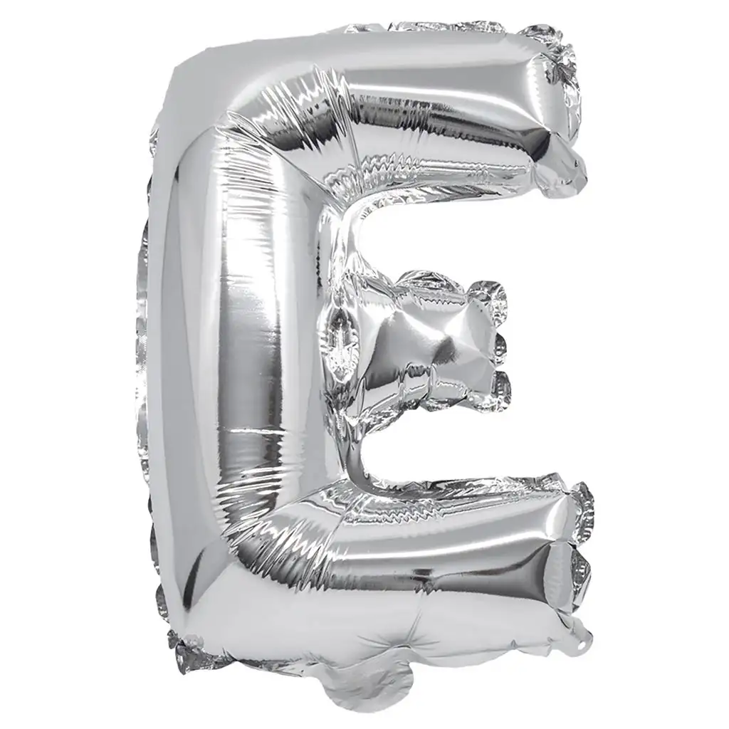 Palloncino in foglio a forma di lettera E in colore argento - Lettera E 32cm