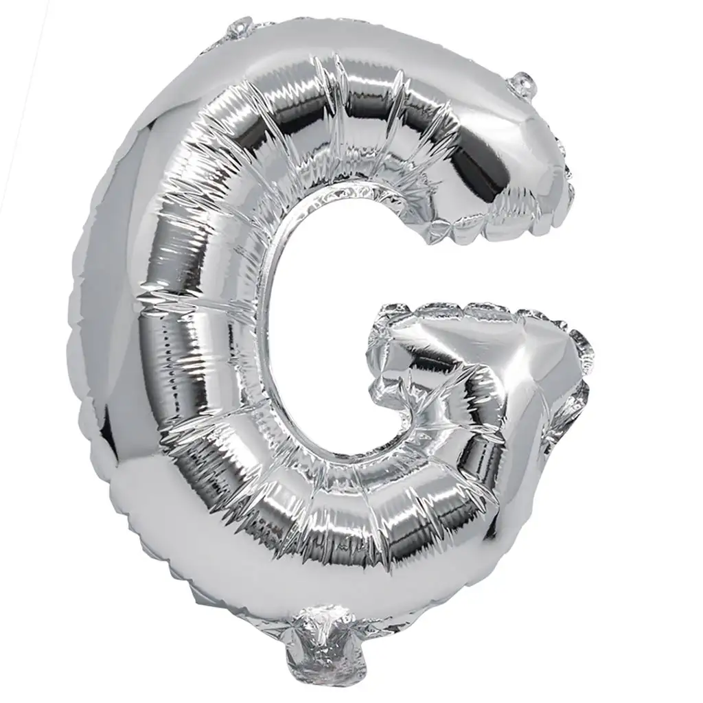 Palloncino in mylar a forma di lettera G colore argento - 32 cm