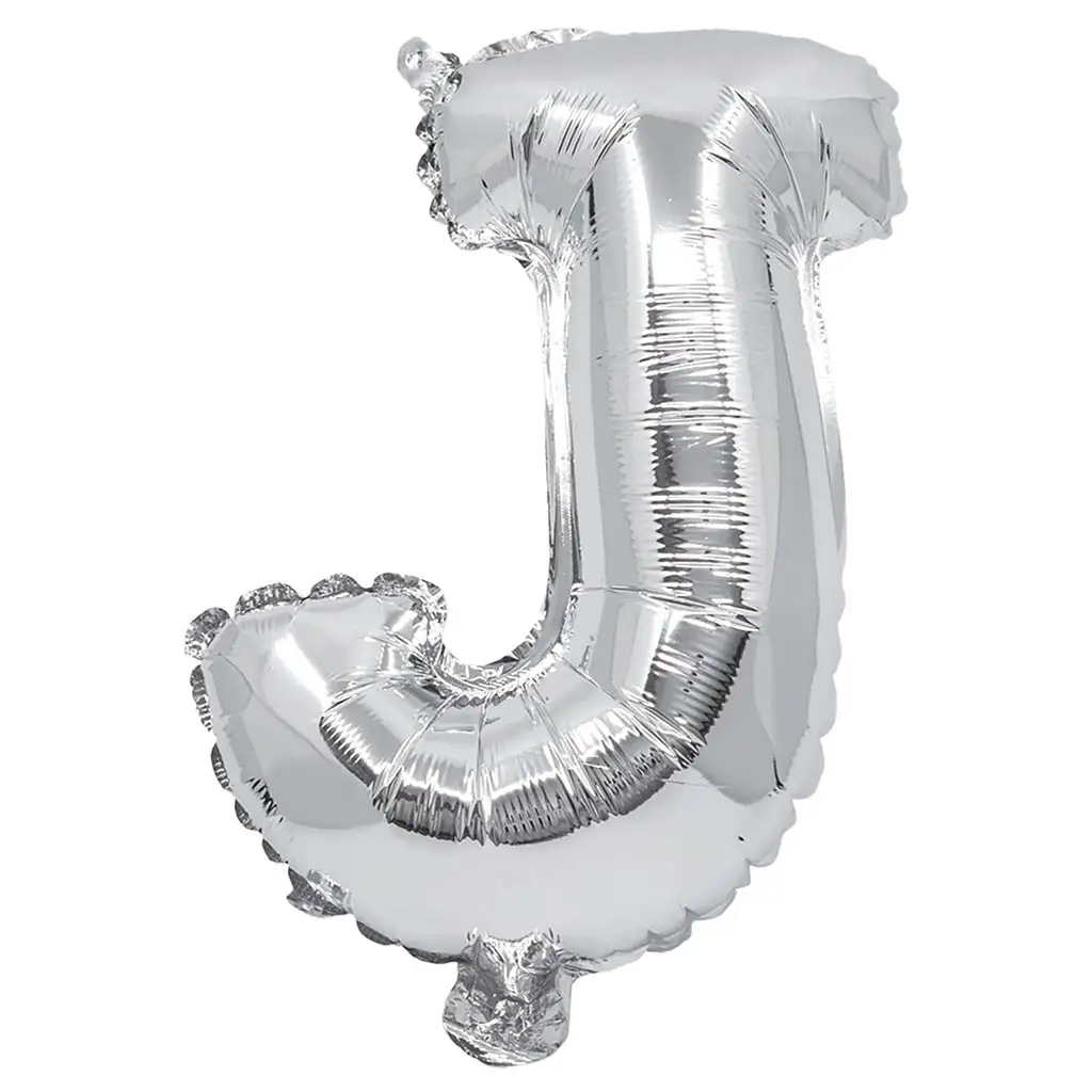 Palloncino in mylar a forma di lettera J colore argento - 32 cm