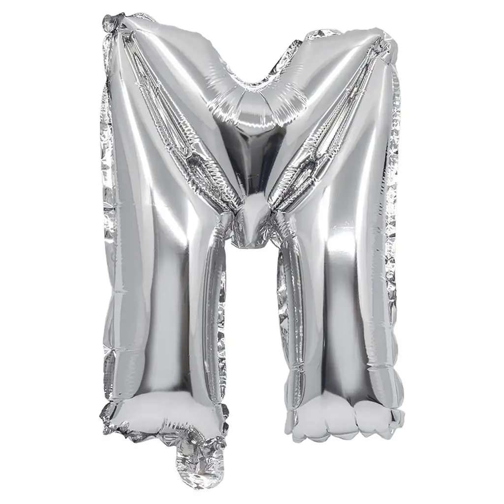 Palloncino in mylar a forma di lettera M colore argento - 32 cm