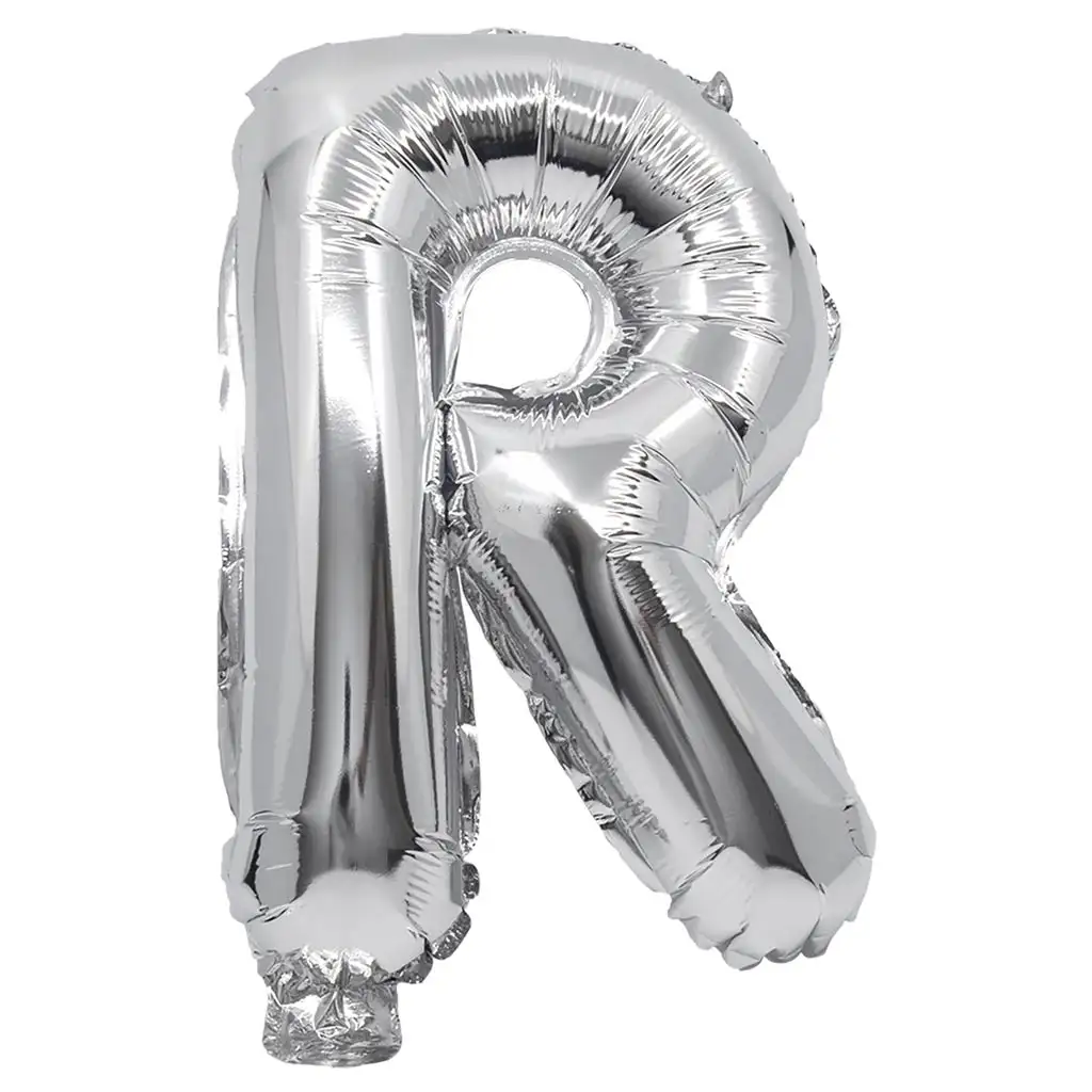 Palloncino in mylar a forma di lettera R colore argento - 32 cm