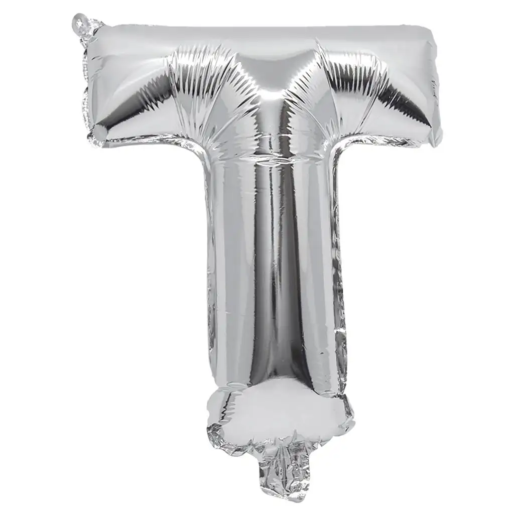 Palloncino in mylar a forma di lettera T colore argento - Lettera T 32cm