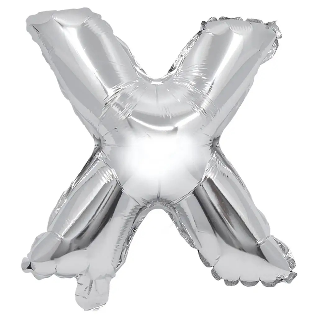 Palloncino in mylar a forma di lettera X colore argento - 32 cm