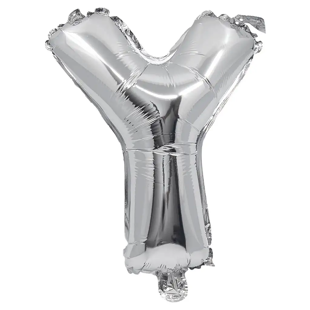 Palloncino in mylar a forma di lettera Y colore argento - 32 cm