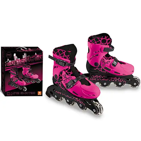 Pattini a rotelle rosa-nero taglia 33-36 - Mondo toys