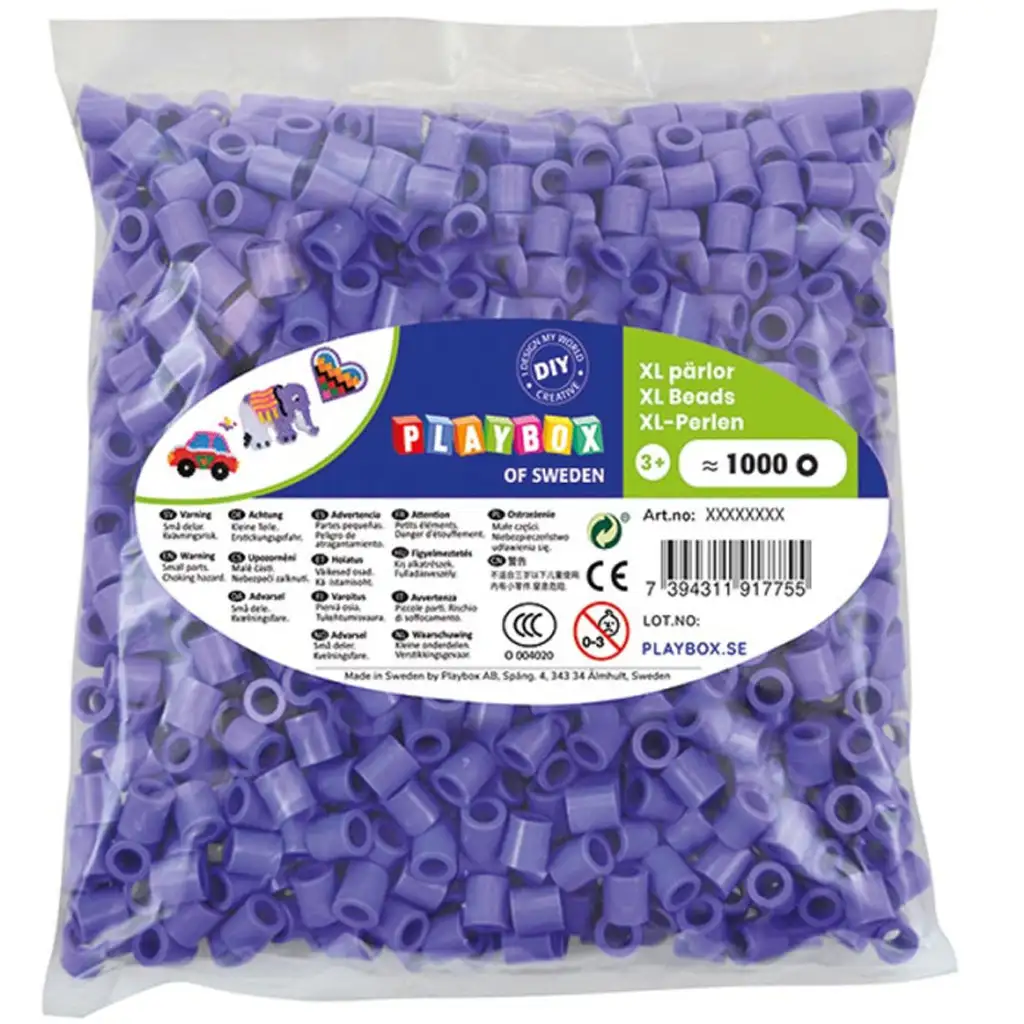 PlayBox: Confezione da 1000 perle stirabili MIDI XL da 9 mm, colore lilla