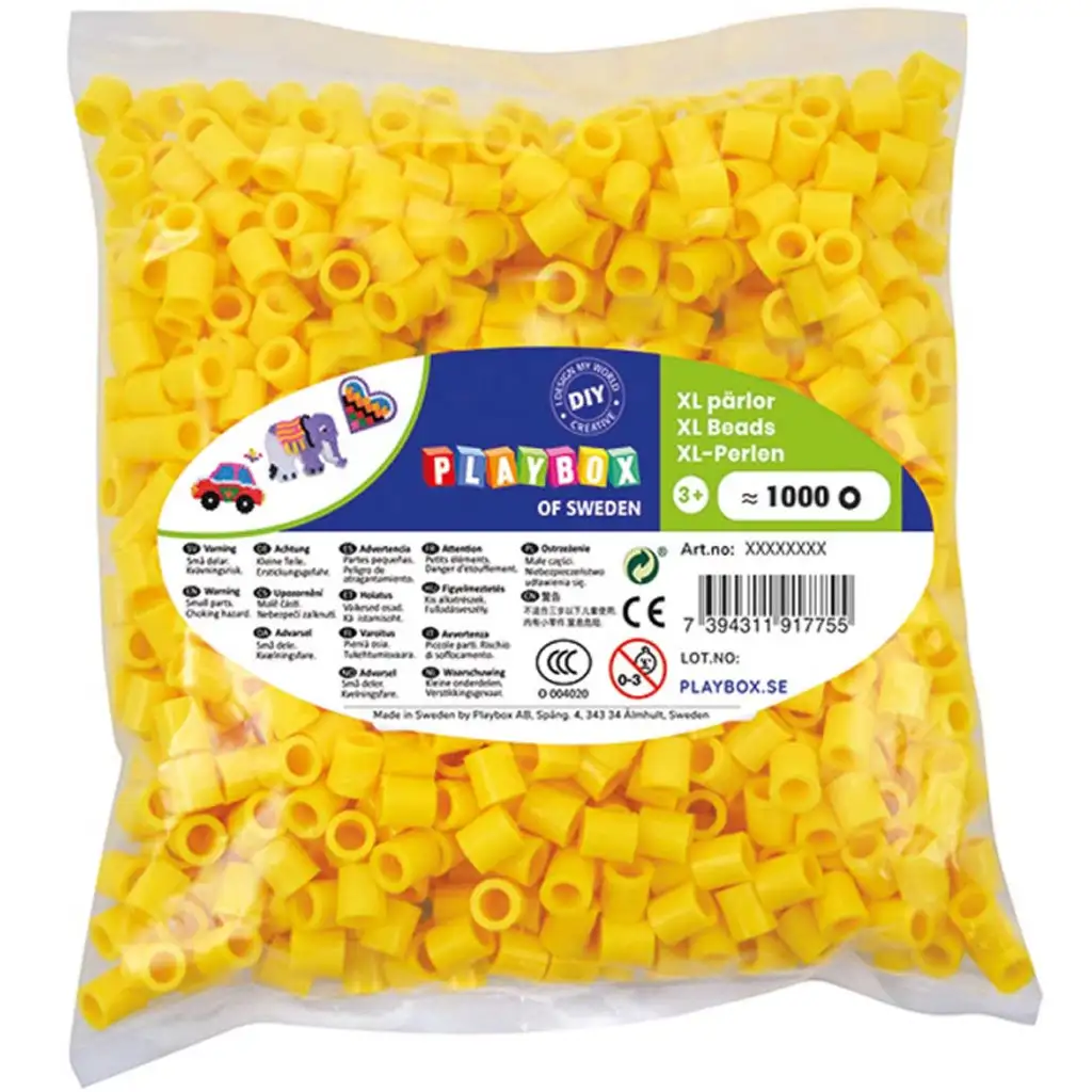 PlayBox: Confezione da 1000 perline Midi XL da 9 mm da stirare, colore giallo