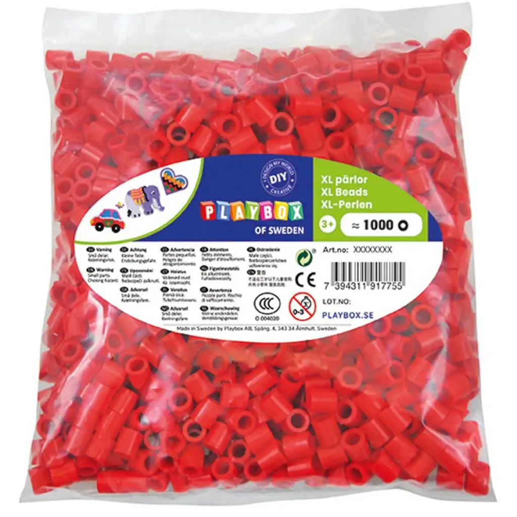 PlayBox: Confezione da 1000 perline termoadesive XL MAXI da 9 mm di colore rosso