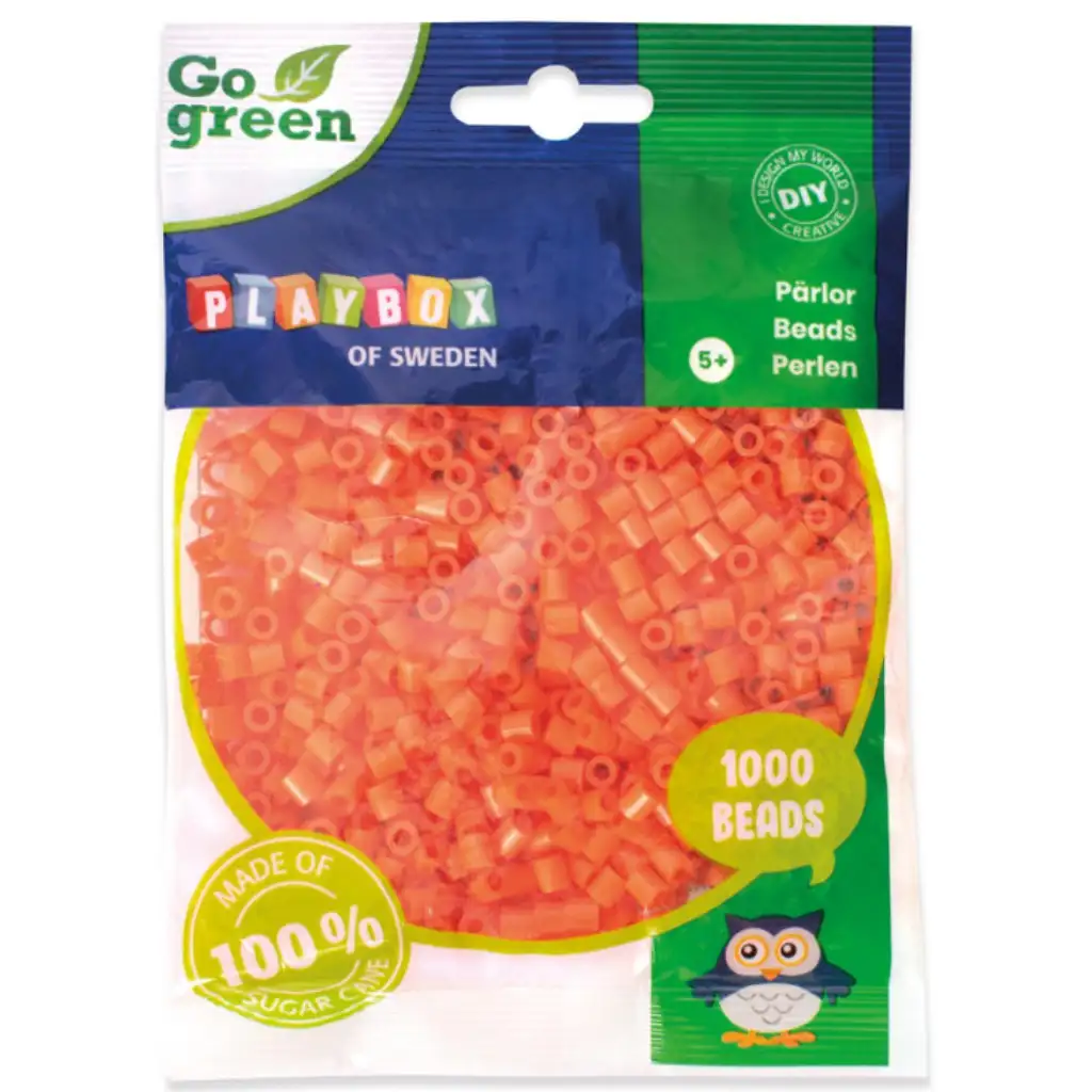 PlayBox: Go Green perline MIDI da 5mm stirabili, confezione da 1000 pezzi, colore arancione