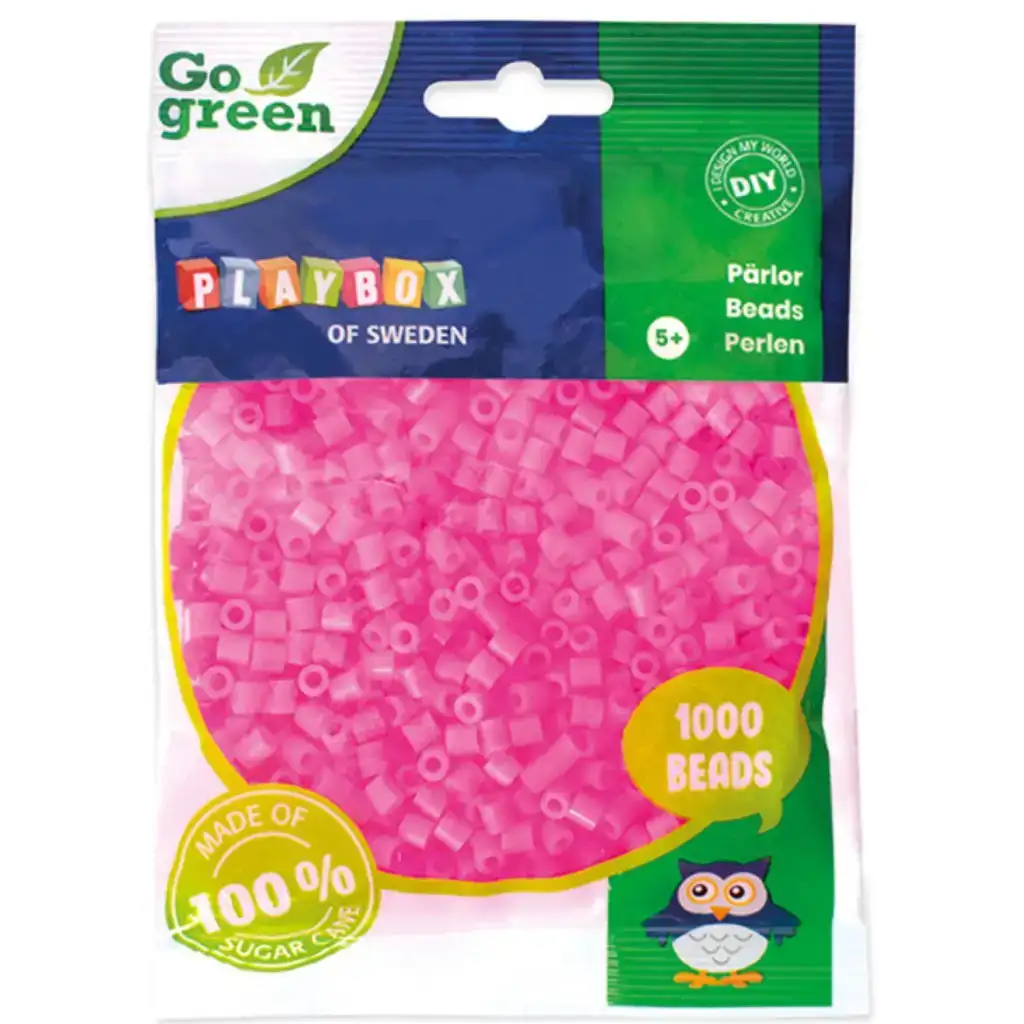 PlayBox: Go Green perline MIDI da 5mm stirabili, confezione da 1000 pezzi, colore rosa.
