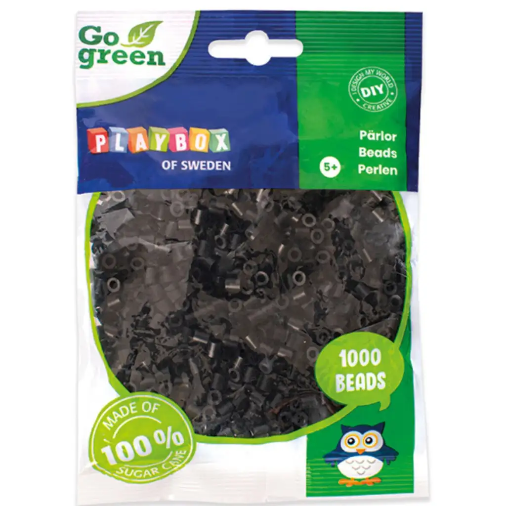 PlayBox: Go Green perline stirabili MIDI da 5 mm, 1000 pezzi, colore nero