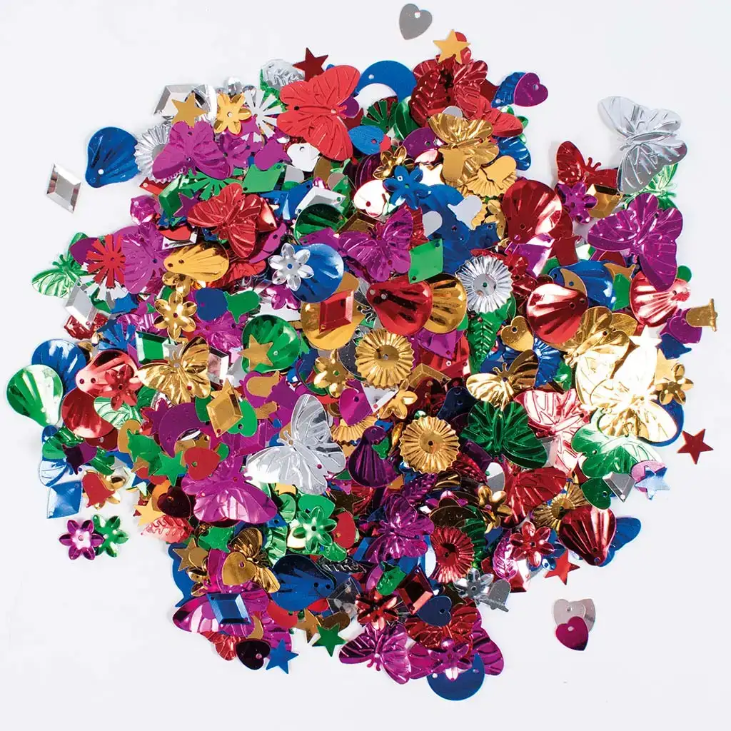 PlayBox: Paillettes colorate in diversi colori, dimensioni e forme, confezione da 100g