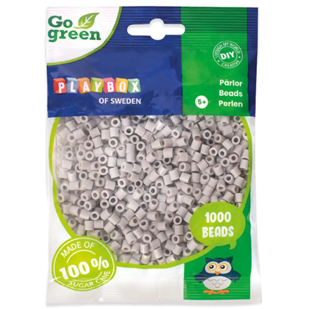 PlayBox: Perline da stirare MIDI Go Green da 5 mm, confezione da 1000 pezzi, colore grigio