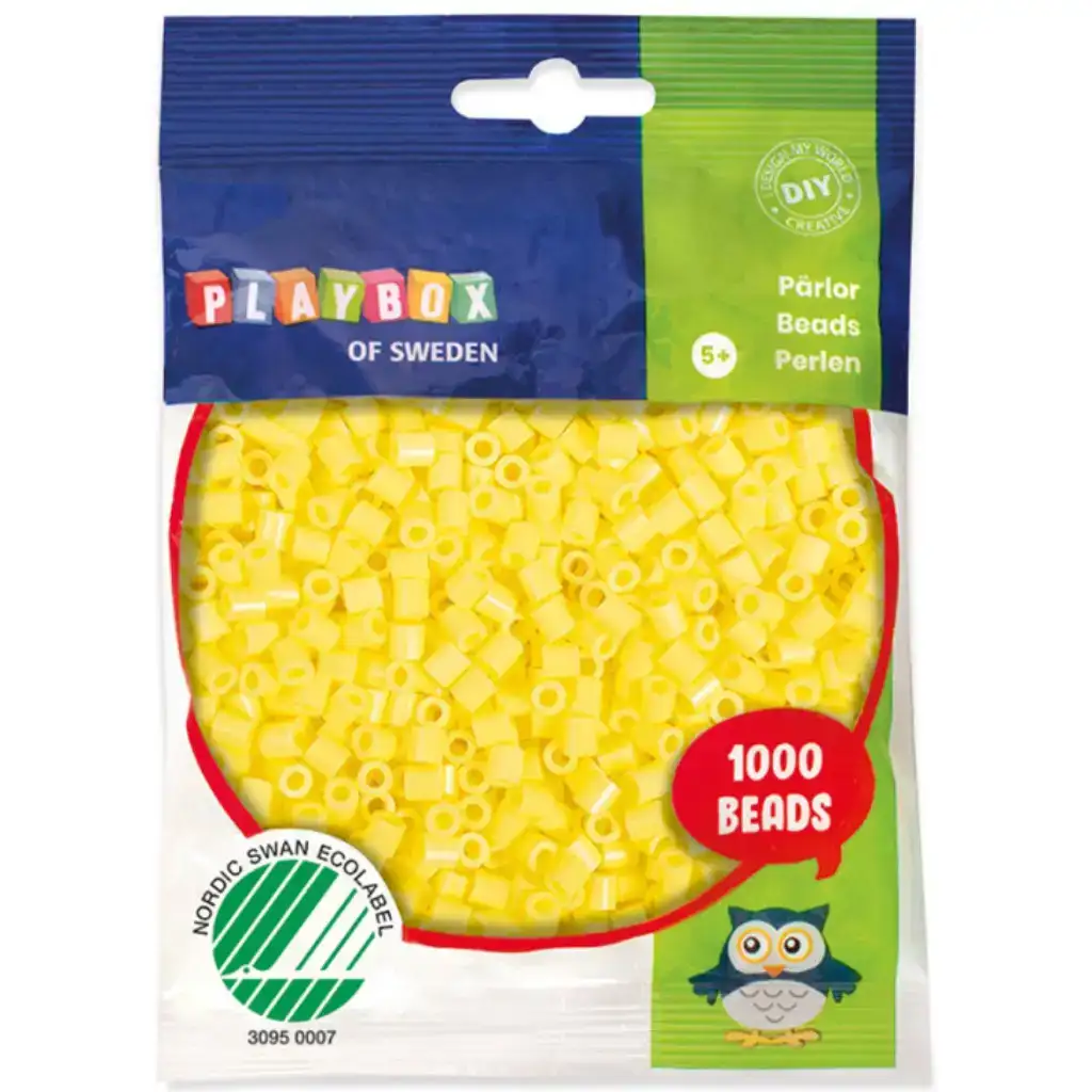 PlayBox: Perline da stirare MIDI da 5 mm, confezione da 1000 pezzi, colore giallo pastello.