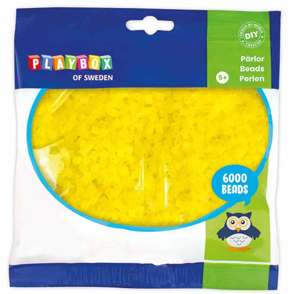 PlayBox: Perline da stirare trasparenti MIDI da 5 mm colore giallo limone confezione da 6000 pezzi