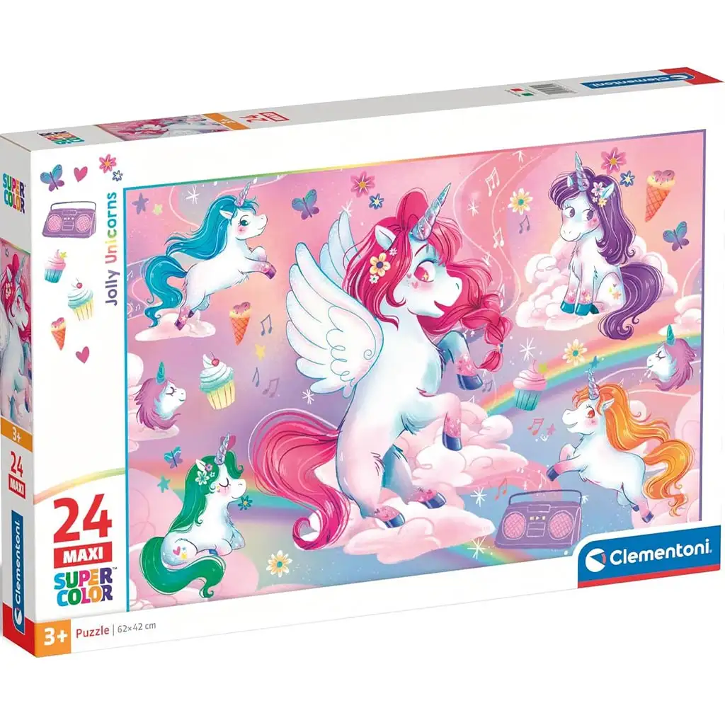 Puzzle maxi supercolor 24 pezzi unicorni colorati - Clementoni