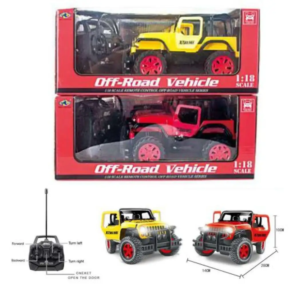 RC Jeep Wrangler fuoristrada telecomandato in due varianti di colore 1/18