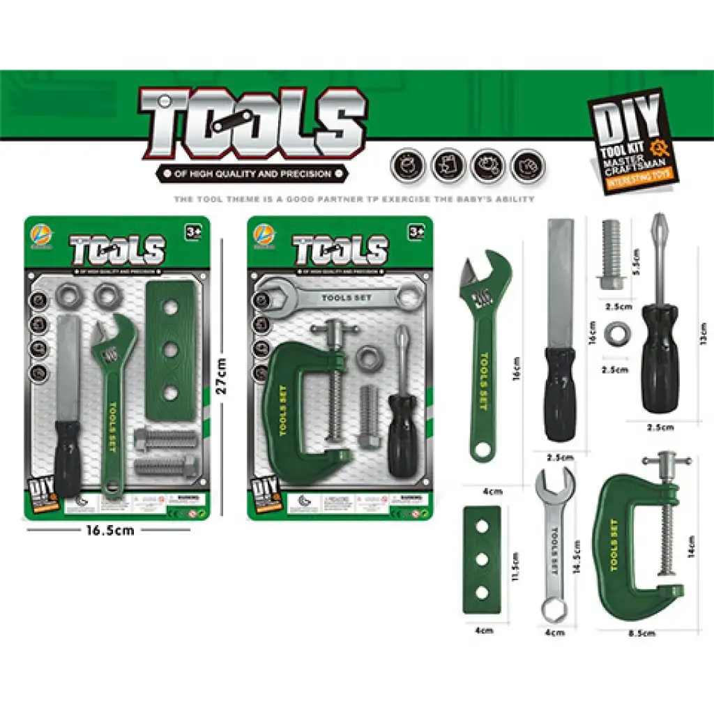 Set di attrezzi tuttofare colore verde in due varianti 1 pezzo