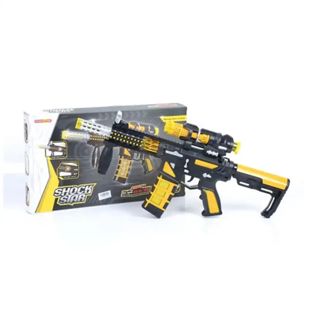 Shock Star mitragliatrice in colore giallo con accessori e luce