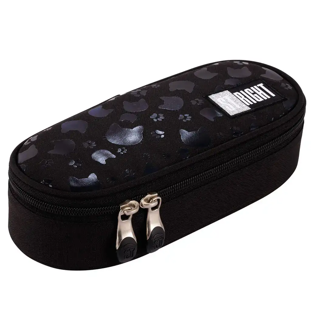 St.Right: Astuccio ovale con gatti neri, colore nero, 23 cm