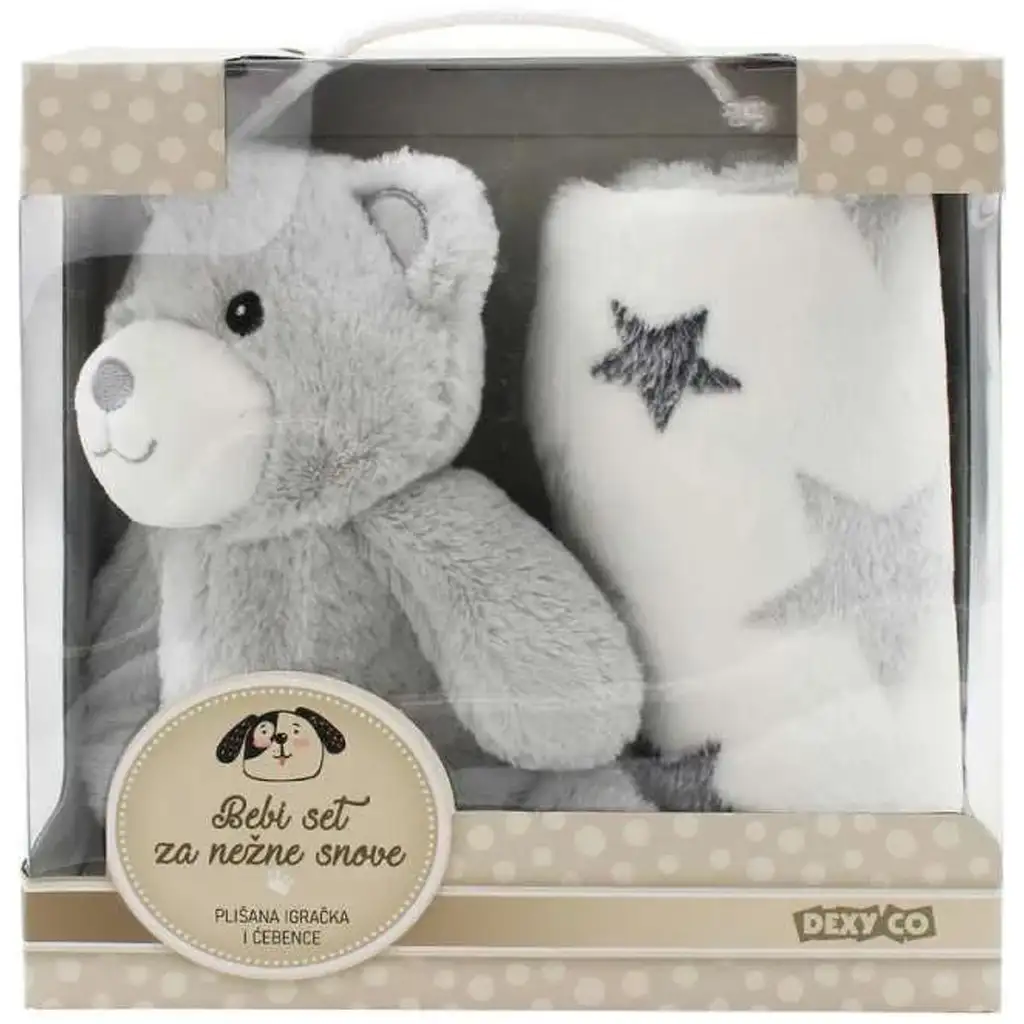 SweetDreams: Coperta e orsetto di peluche di colore grigio