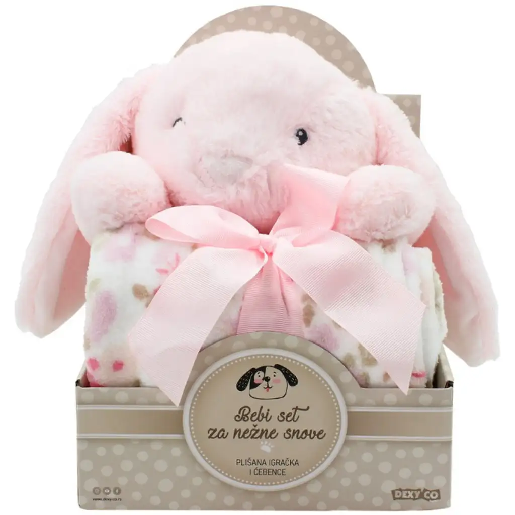 SweetDreams: Copertina e coniglietto di peluche di colore rosa
