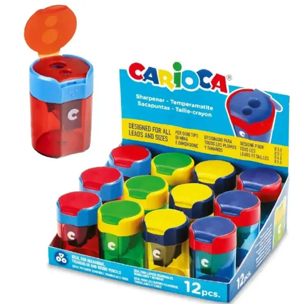Temperino a due fori con serbatoio multicolore 1 pezzo - Carioca