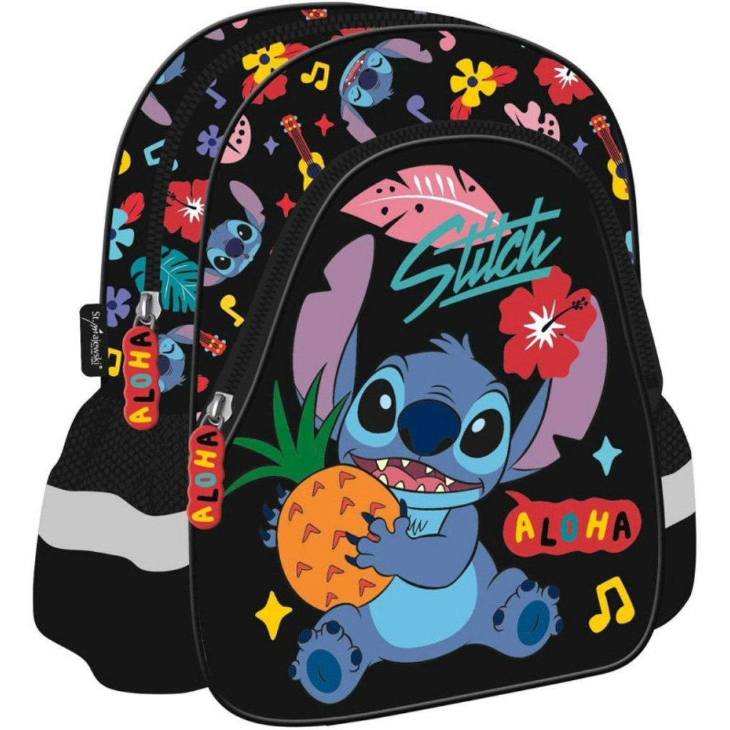 Zainetto per lasilo Disney Stitch Aloha, colore nero, 29x22x9 cm
