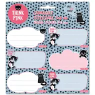 Ars Una: Etichette per quaderni confezionate "Think Pink" con gattini, set da 3x6 pezzi