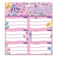 Ars Una: Etichette per quaderni confezionate, colore rosa Fleur, con motivo floreale, set da 3x6 pezzi