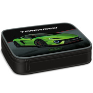 Ars Una: astuccio a più livelli verde con stampa Lamborghini 15,5 x 22,5 x 4,5 cm
