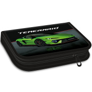 Ars Una: astuccio pieghevole verde con stampa Lamborghini, completo, 12,8x19,3x3,6 cm