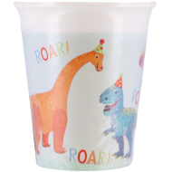 Bicchieri di carta per festa a tema dinosauri, set da 8 pezzi, 200 ml