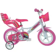 Bicicletta per bambini unicorno rosa-bianca misura 12 - bicicletta Dino Bikes