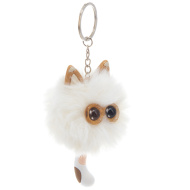 Borsa con pompon e occhi - bianca
